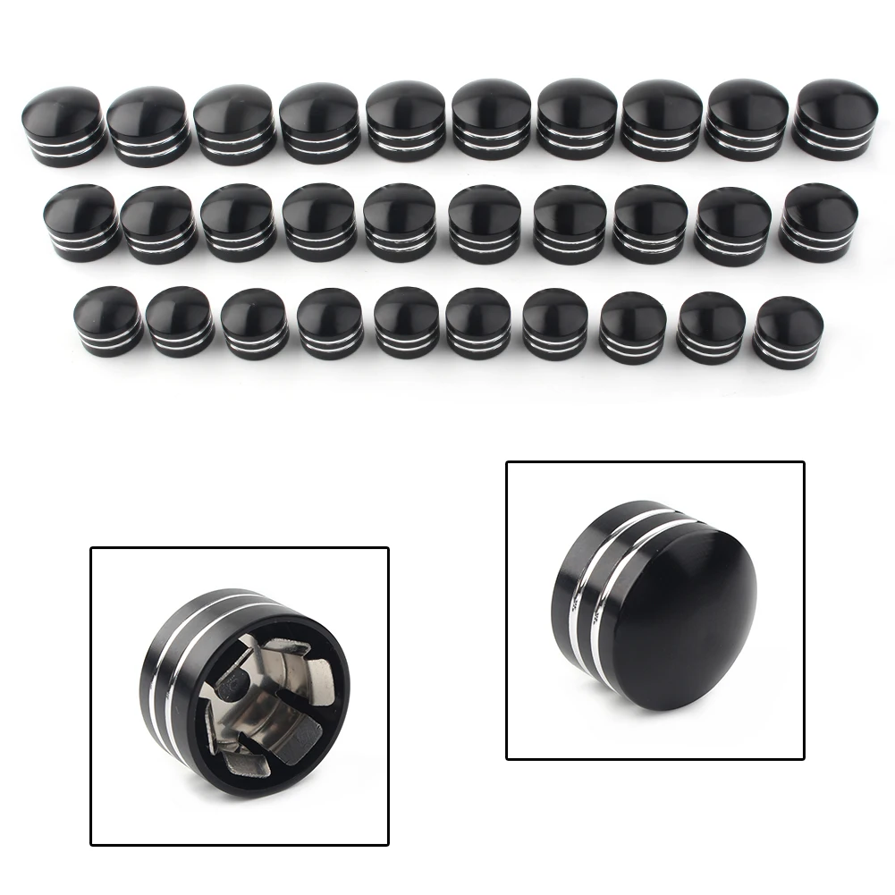 

Black CNC Inner 9mm-13mm Schrauben Motor Bolt Topper Caps Cover For Harley