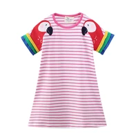 jumping meters new stripe summer childrens dresses with bird applique cute american style cotton princess girls dress clothes