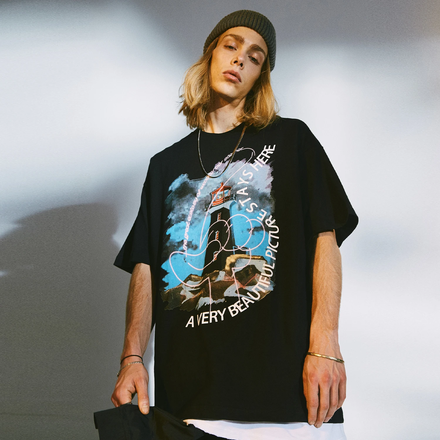 Aelfric Eden Landscape Painting Print T Shirt Men 2020 Summer Fashion Casual Cotton Half Sleeve Harajuku Loose Short | Мужская одежда