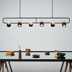 Подвесная Светодиодная лампа в стиле пост-модерн, простая Скандинавская люстра из кованого железа с покрытием s, светильник из розового золота для столовой, спальни