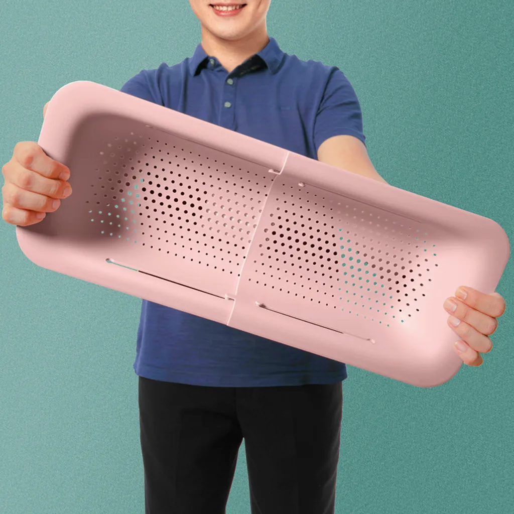 Кухонный Регулируемый складной дуршлаг дренажная корзина регулируемый над