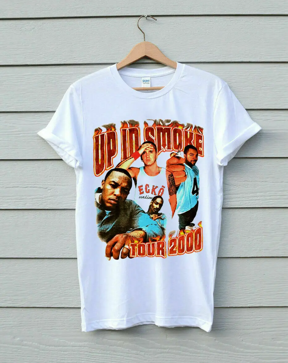 

Vintage Rap T-Shirt Up In Smoke Tour 2000 Dre Eminem Snoop T-Shirt Reprint New Men Short Sleeves T Shirt Top Tee