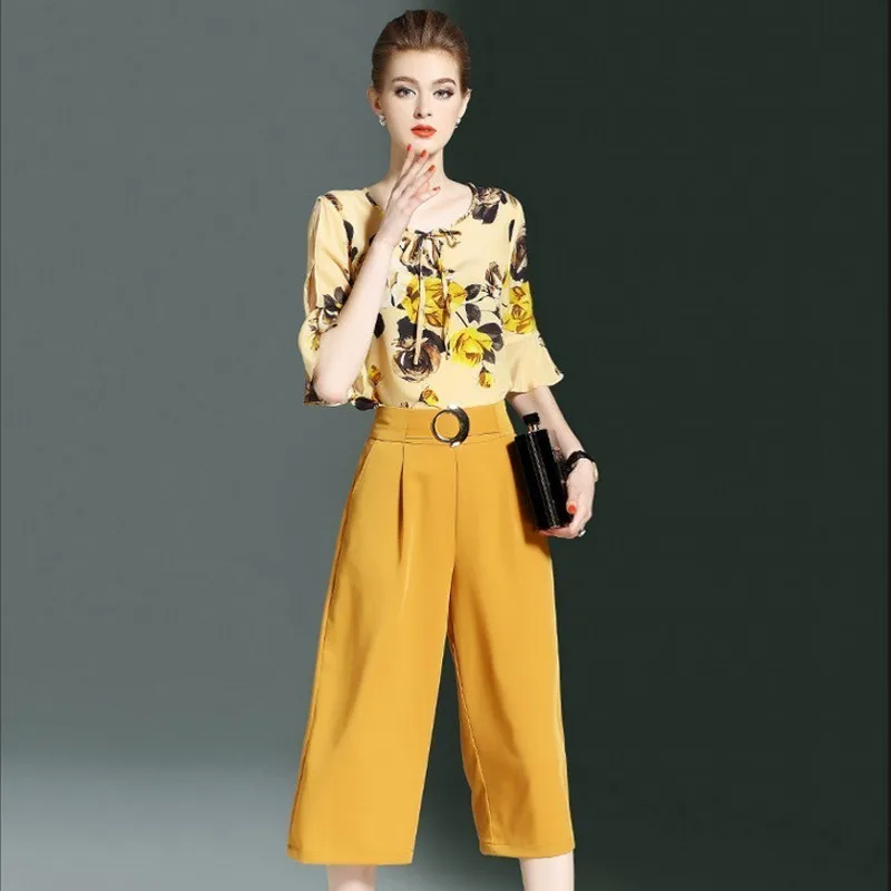 Женские летние топы 2020 весенний комплект из двух предметов желтые свободные