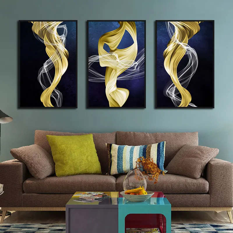 

Modern Abstract Golden Distorted Graphics Paintings Nordic Canvas Posters and Prints for Living Room Bedroom Corridor Decoration
