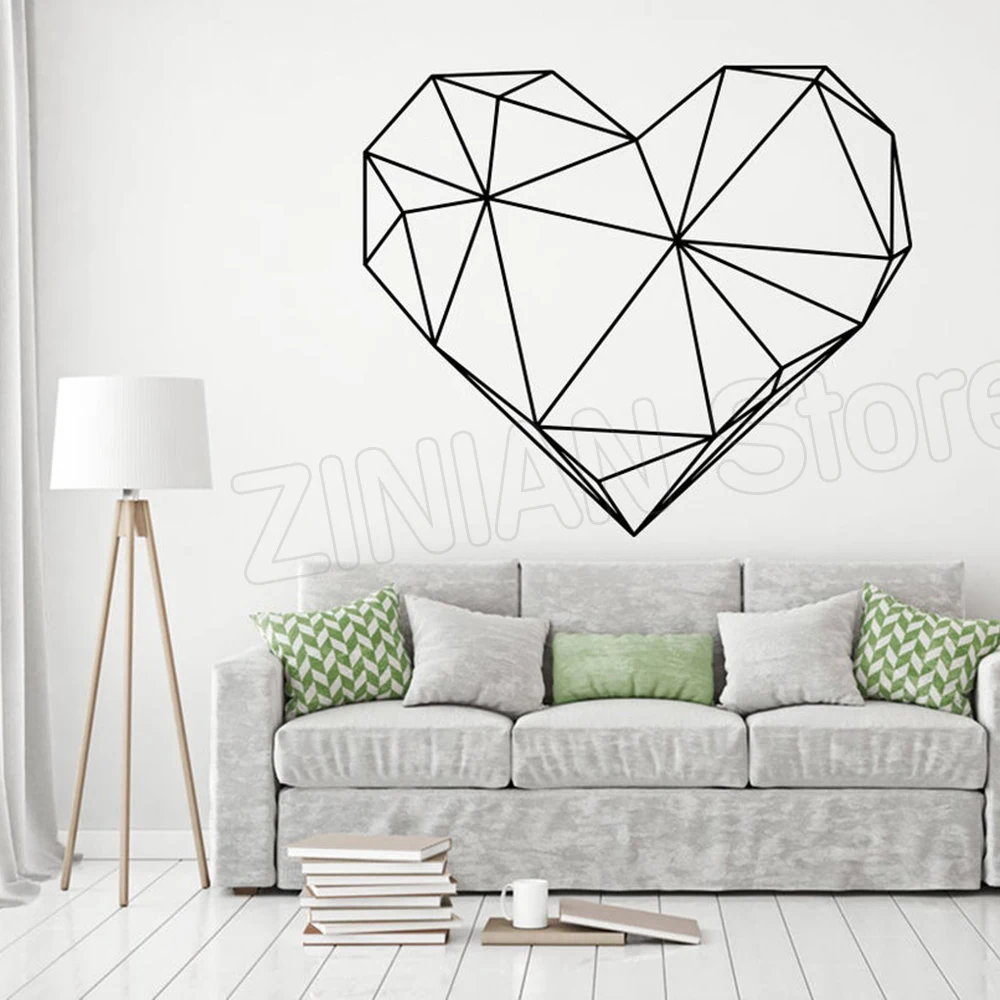 

Heart Abstract Polygonal Wall Decals Love Geometric Art Wall Decor Stickers Home Interior Design Office Murals Home Decor A530