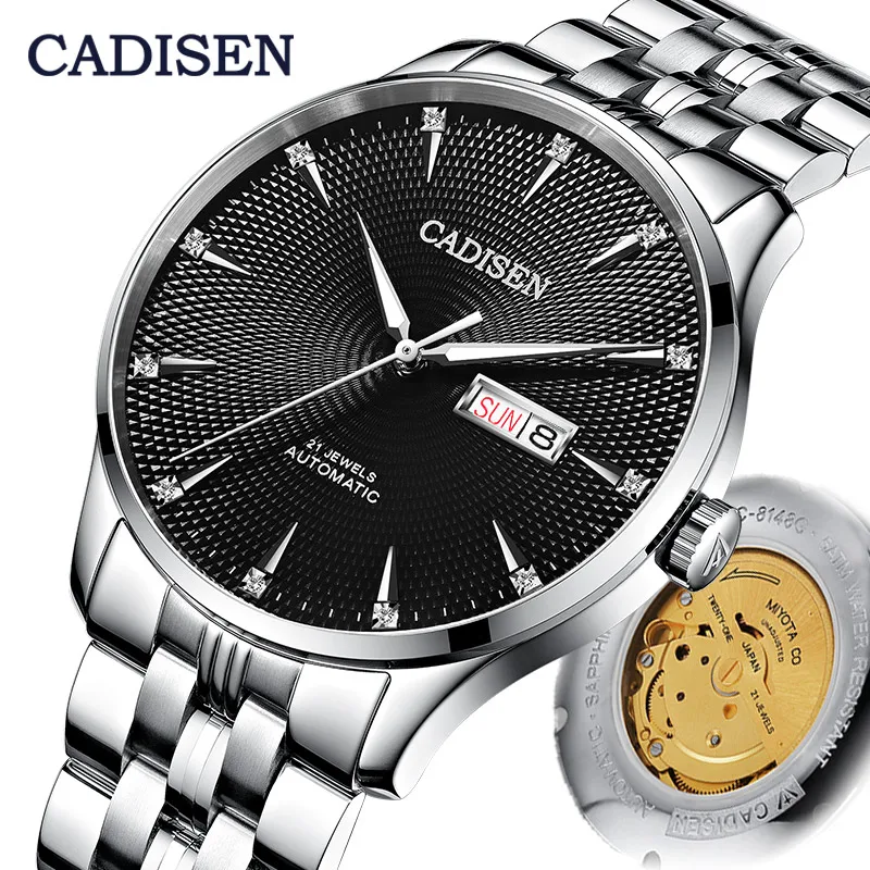 Автоматические механические часы CADISEN мужские роскошные брендовые MIYOTA 8205