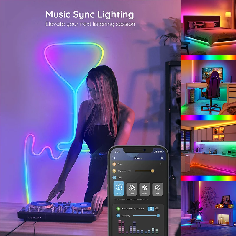 LED Strip RGBIC WS2813b Waterproof WiFi Alexa Smart Diode Gaming Lights Flexible Control Applicable Christmas Decoration Or Gift | Лампы и