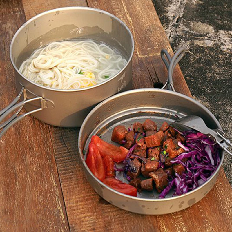 Кит открытый набор посуды для кемпинга Титановая посуда 1250 мл кружка и 800