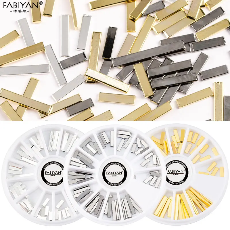 4 Color Nail Art Wheel Long Sharp Triangle Rivet Alloy Strip Metal Decoration Accessorie 3D Tips DIY Design Polish Manicure Tool