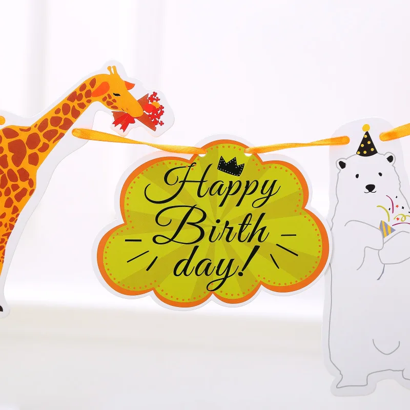 Баннер в полоску с животными из джунглей и дикой природы бумажные флаги сафари