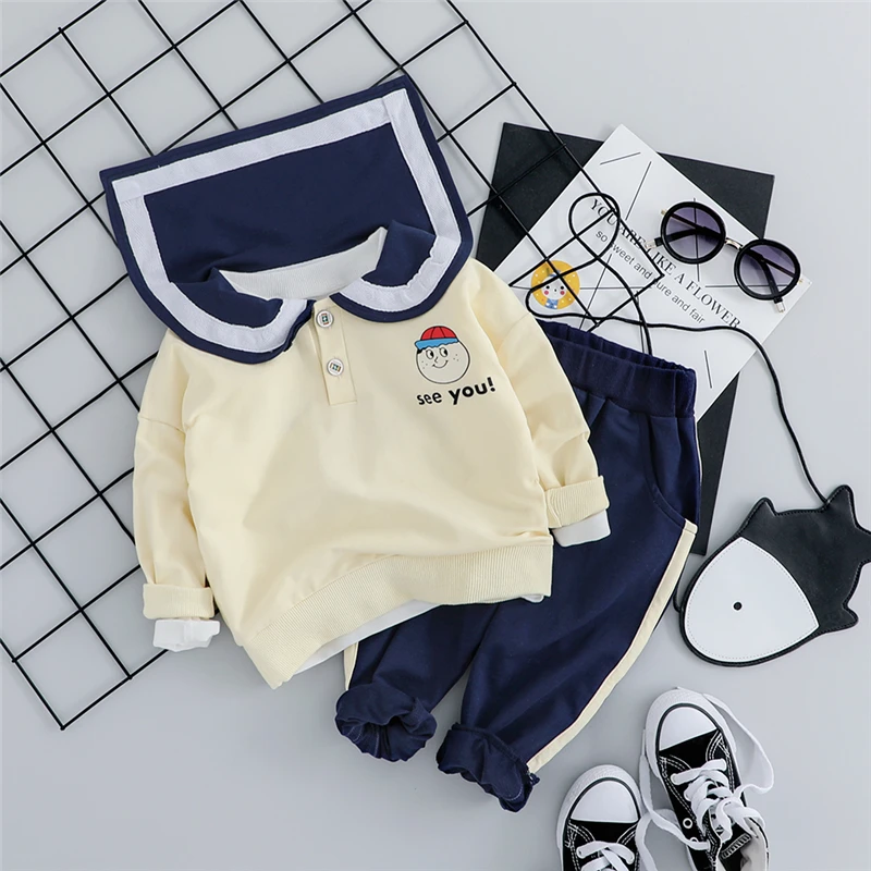 

HYLKIDHUOSE весенне-осенняя одежда для маленьких мальчиков и девочек, костюмы, повседневная одежда для малышей, Детская футболка с лацканами и бр...