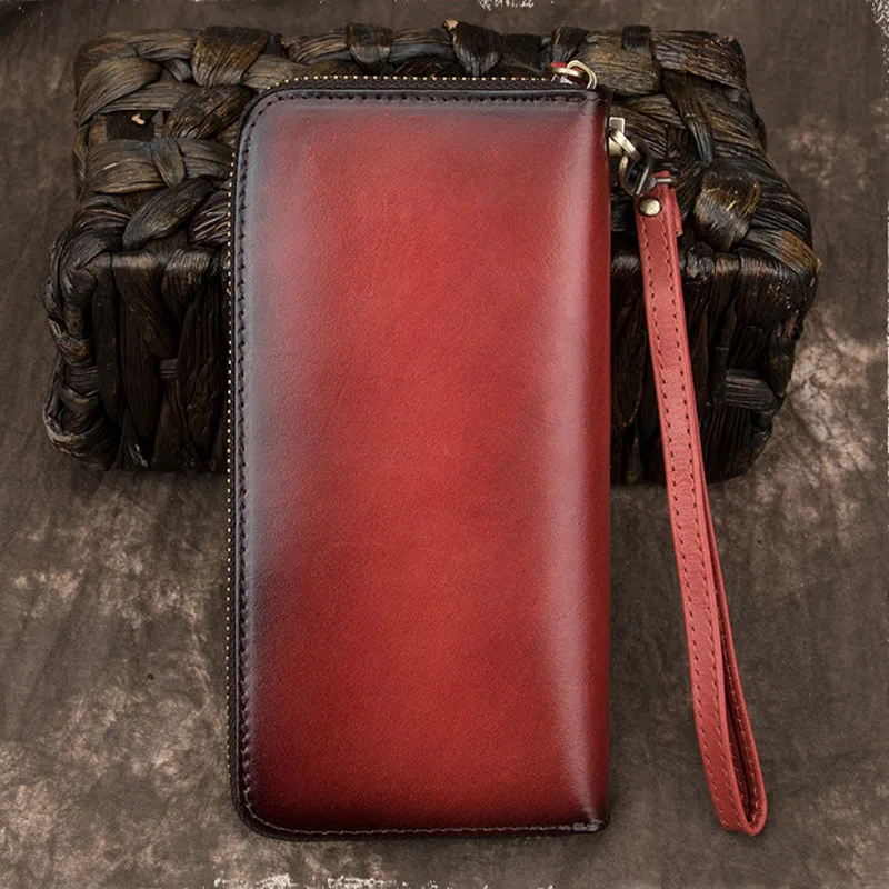 Новый длинный кошелек из воловьей кожи с верхним слоем Женский для телефона на