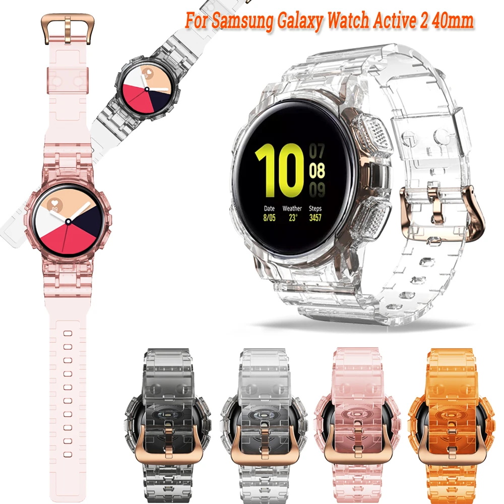 

Ремешок из ТПУ для Samsung Galaxy Active 2 40 мм, спортивный прозрачный браслет и чехол для часов Correa Galaxy Watch Active 2