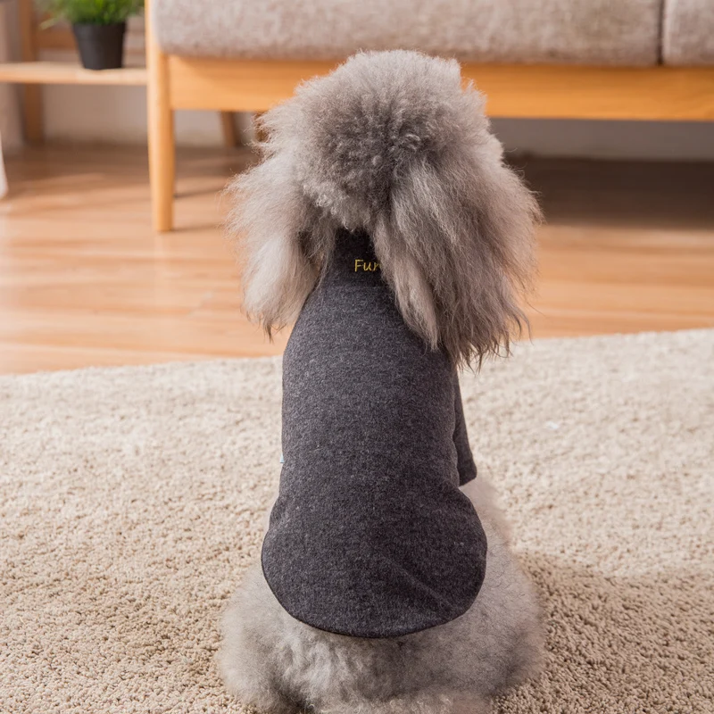 Hipidog Мягкая дышащая однотонная Вышивка Осень Зима вязаная одежда для животных для щенков свитер для собаки