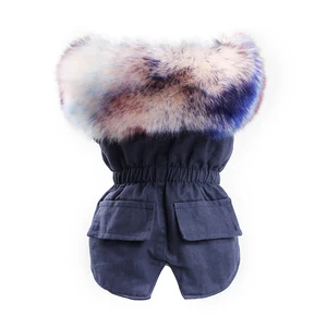 Зимняя одежда для собак, роскошный пушистый меховой воротник, собачья куртка, стильная куртка для собаки с большим съемным меховым воротником с капюшоном, пальто для маленькой собаки