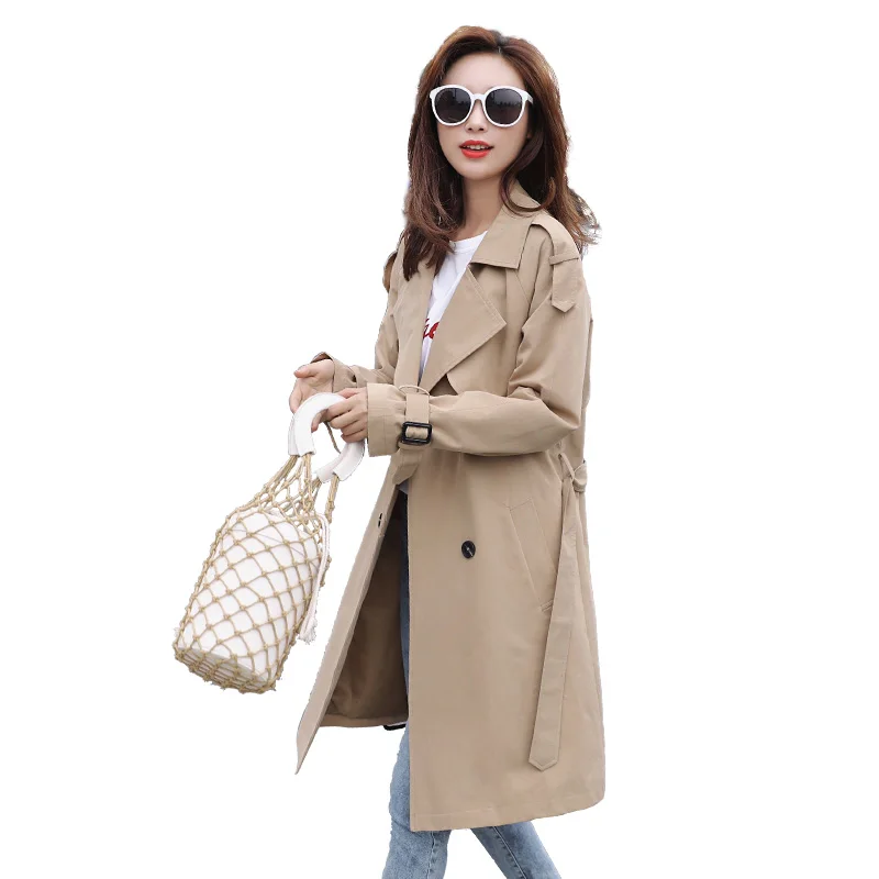 Тренчкот женский длинный цвет хаки двубортный большие размеры 3xl свободный