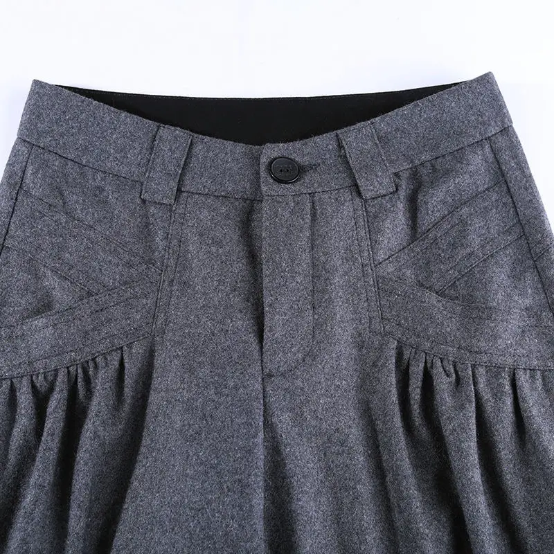 Шерстяные широкие брюки женские осенние зимние новые толстые шаровары с высокой