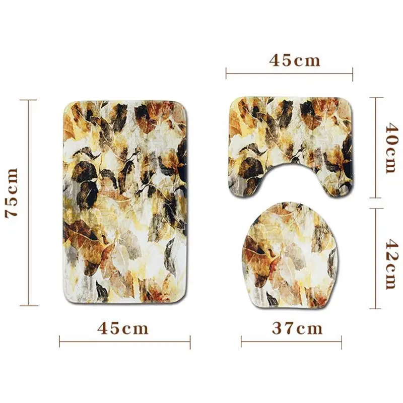 

3pcs Flannel Bathroom Mat Set Hydrophilic Toilet Carpet Washable Kitchen Floor Rug Anti-Slip Shower Room Mat