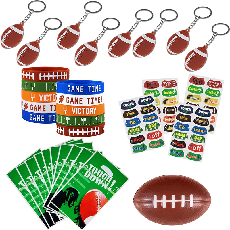 

41pcs Football Party Favors Sports Team Birthday Party Pinata Filler Rugby Keychain Stickers Wedding Christmas Gifts Guests