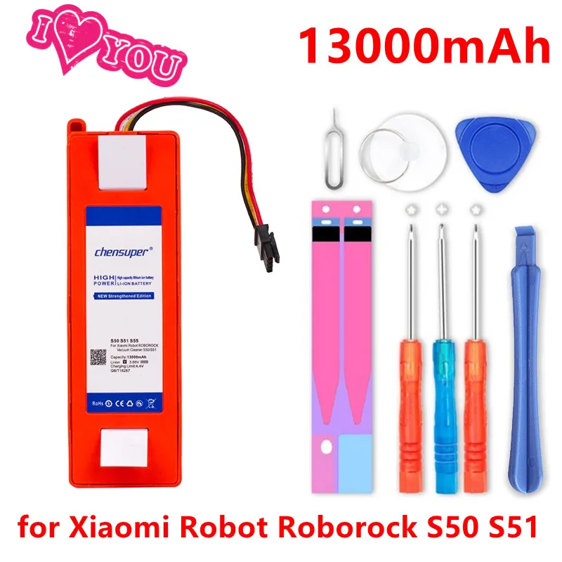 NEW Robotic Vacuum cleaner 13000mAh Battery for Xiaomi Robot ROBOROCK Vacuum Cleaner S50 S51 S55 Mijia Gen 1st T4 T6 Batteries