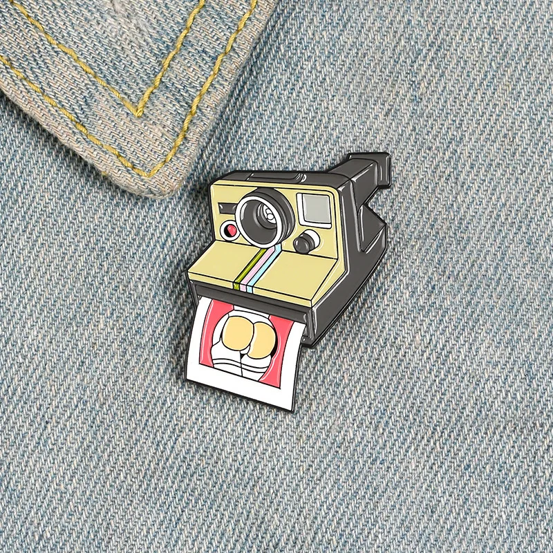 Значки с героями мультфильмов Смешные броши для фотографии камеры креативный