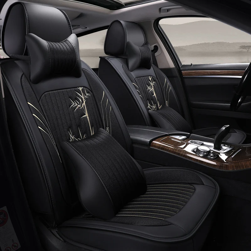 Чехол для автокресла из искусственной кожи с полным покрытием льняные