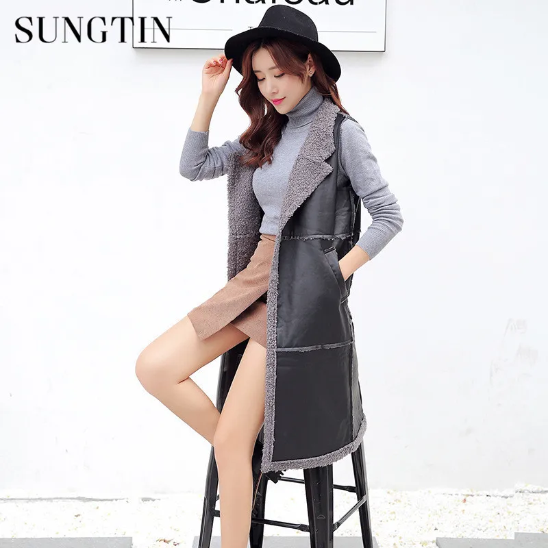 Женский жилет из ПУ кожи без рукавов на осень/зиму | Женская одежда