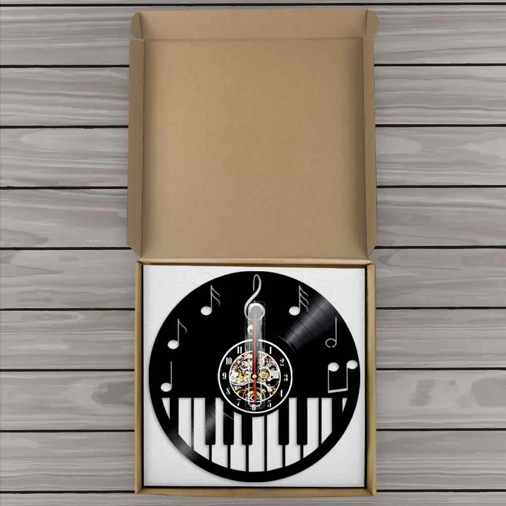 Настенные часы Play The Piano с виниловой пластиной современный дизайн тематическое