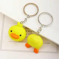 cute little yellow duck keychain girl bag key chains for women cartoon animal butt keychains resin dangle key rings kids jewelry