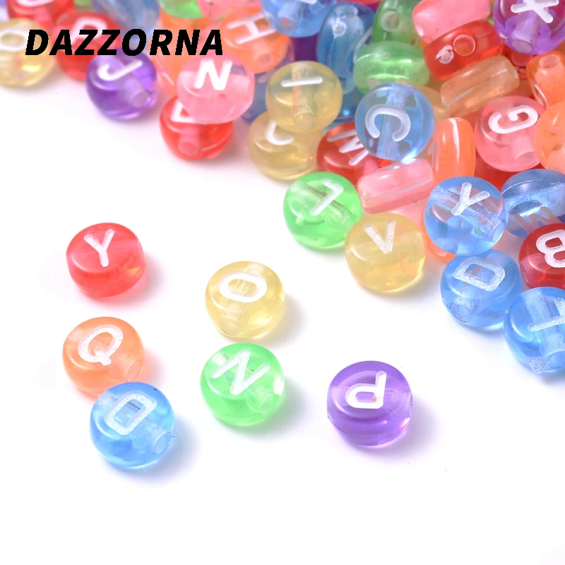 

100 шт. меланжевые бусины с белым алфавитом 4x7 мм плоские акриловые бусины с буквами для ювелирных изделий, шармов, браслетов, ожерелий, сделай...