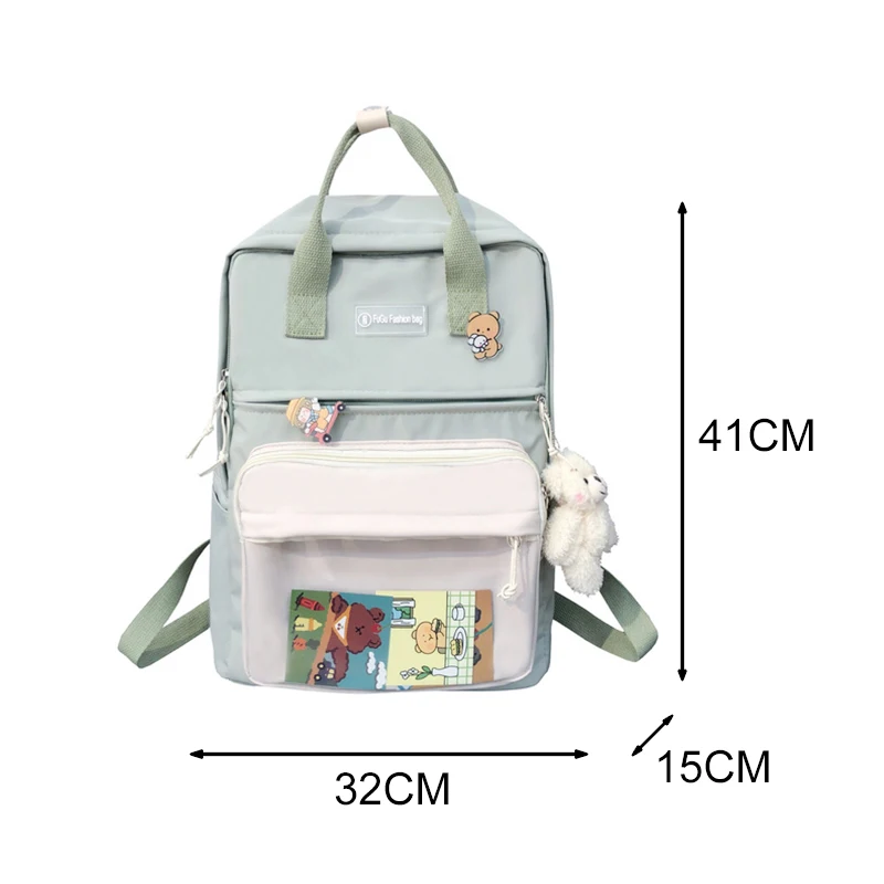 

SYWIZDII Lovely Multifunctional Teenage Girl Backpacks Kawaii Women Shoulder Bags Transparent Handbags Waterproof Nylon Rucksack