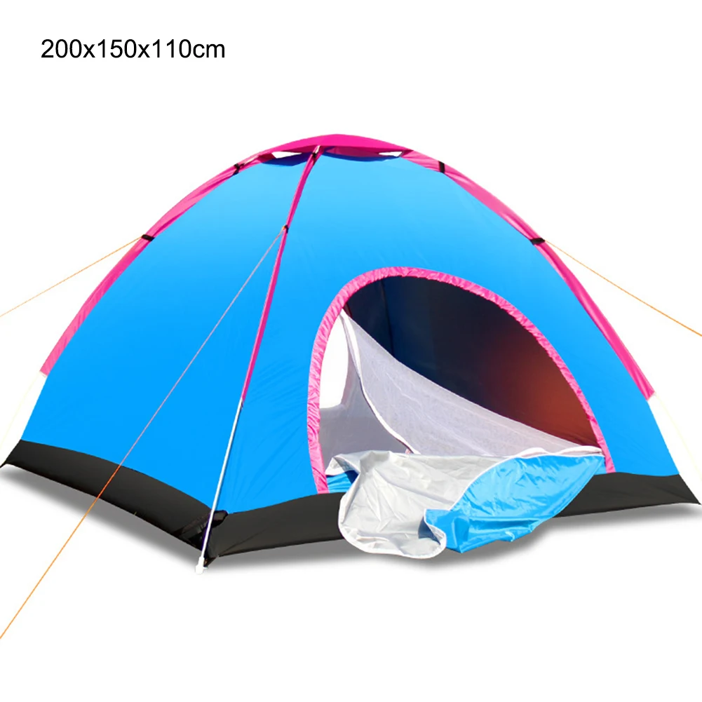 

2-4 Person Outdoor Automatic Tents Oxford Cloth Blue Camping Waterproof Tents Beach Hiking Tent with Carry Bag