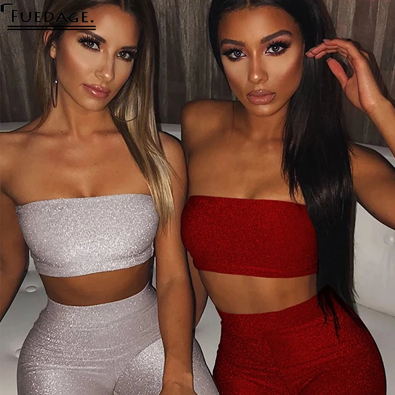 Fuedage 2019 сексуальный женский комбинезон для вечерние Клубная одежда блестящий