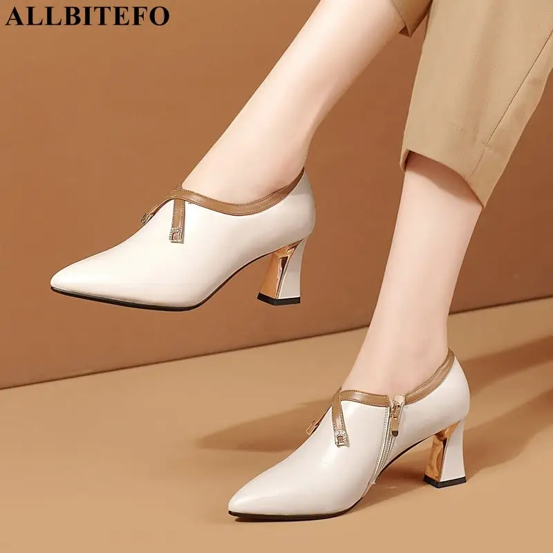 

Туфли-лодочки женские ALLBITEFO, натуральная вечерние, на высоком каблуке, Размеры 33-42