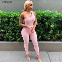 ronikasha sexy one shoulder casual sporty rompers womens jumpsuit summer fitness sleeveless bodycon yoga clothes