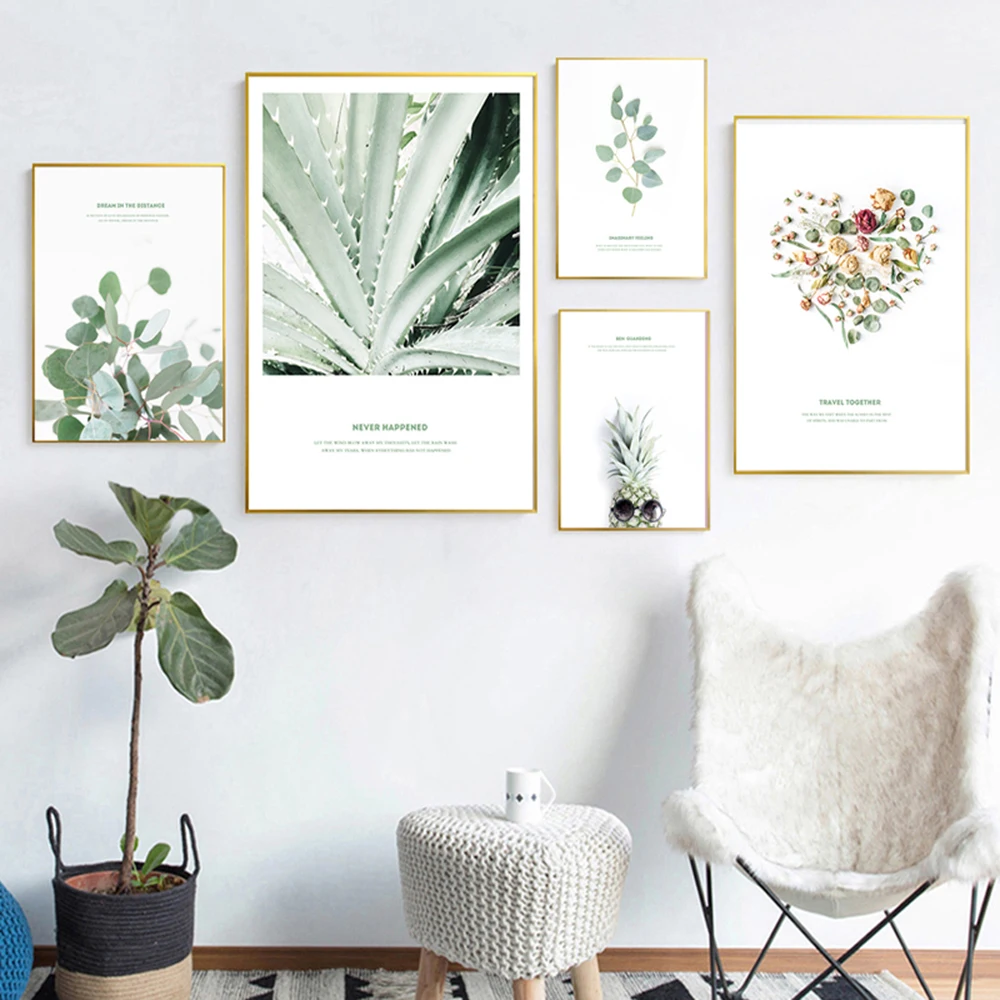 

Modern Nordic Green Plant Canvas Painting Wall Art Posters And Prints Wall Pictures For Living Room Decoration