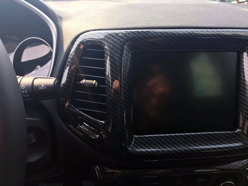 

Fit for Jeep Compass 2017 2018 2019 2020 Car Auto Accesorios Coche Interior ABS Carbon Console GPS Navigation Panel Cover 1pcs