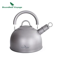 boundless voyage outdoor camping titanium kettle with folding handle big capacity pot with warning buzzer 2l