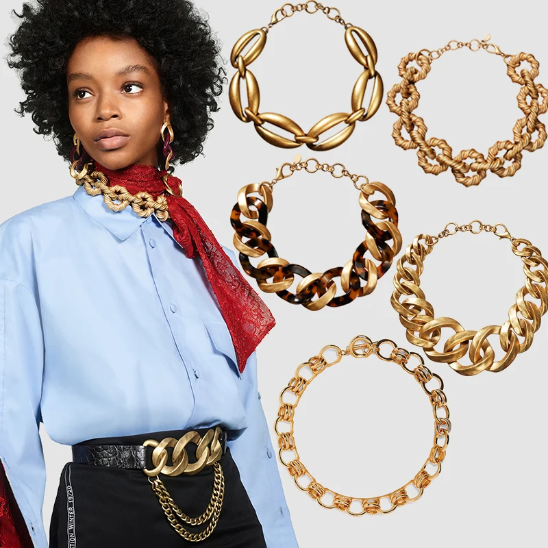 Женское Ожерелье с металлическим кольцом ZA уникальные вечерние ювелирные