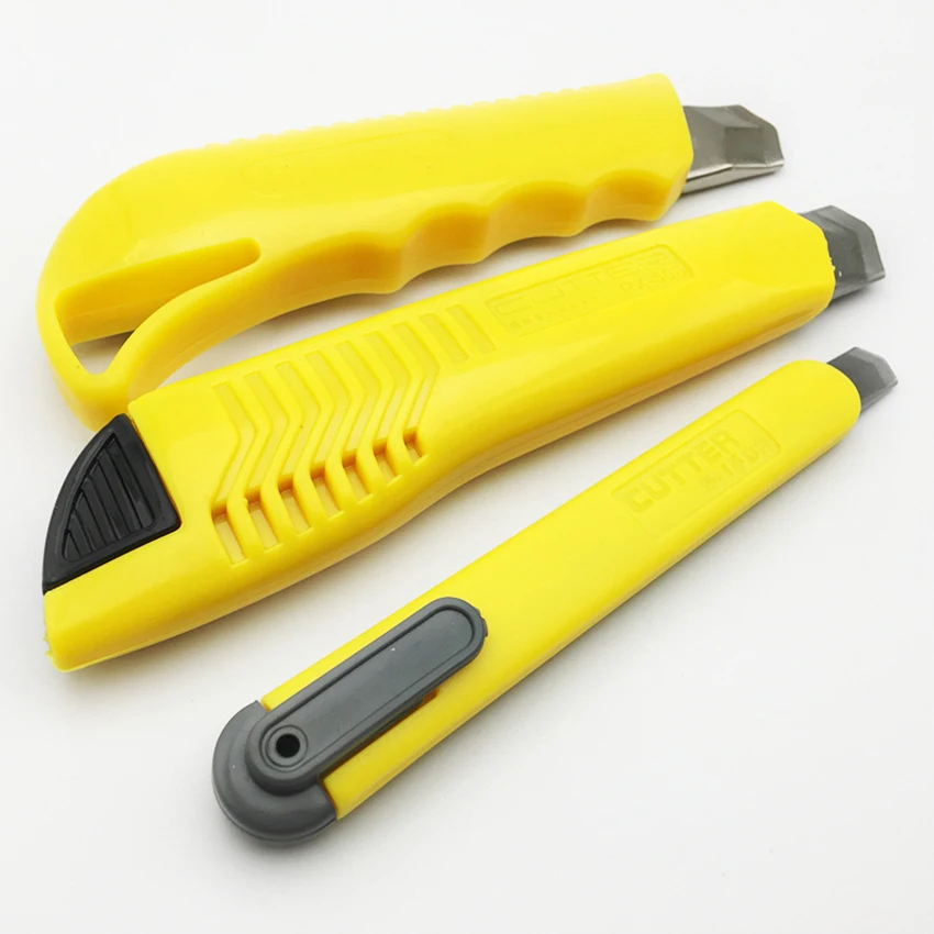 Выдвижной нож 18 мм/9 мм с ручкой из термопластичной резины лезвие стали SK5 дизайн