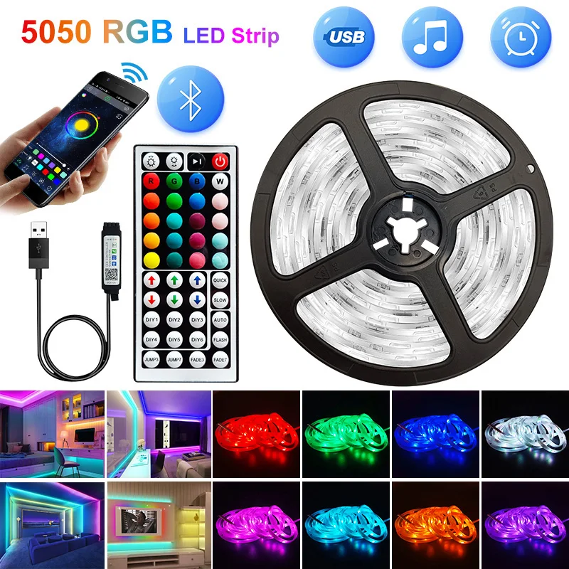 

5V USB WIFI Bluetooth 1M-30M 5050 USB Led Strips Light Waterproof RGB Led Diode Ribbon Lamp For Decoration Bedroom TV BackLight