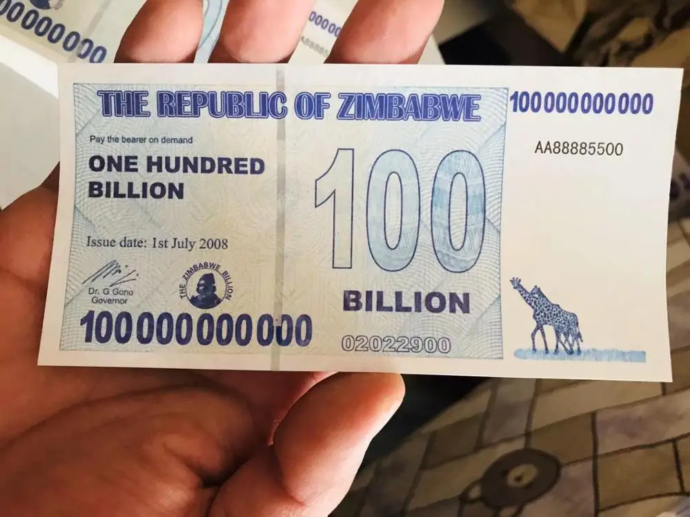 Копия бумажных купюр в Зимбабве 100 млрд банкнот Банкноты банкноты коллекционные