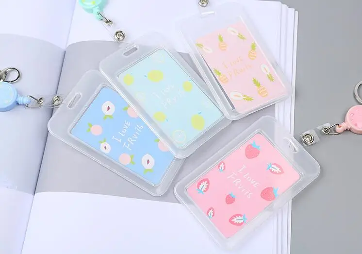 Милый брелок с прозрачным окошком для бейджа Id держатель карт выдвижной цепочка