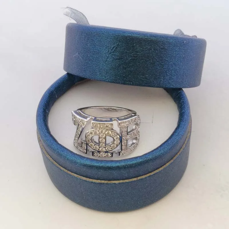

Greece Top Quality Cubic Zirconia Silver Plated Sorority Greek 1908 Letter Finger Ring Jewelry