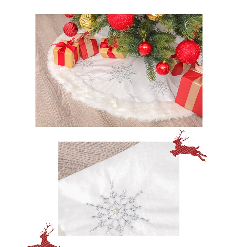 

Snowflake Christmas Tree Skirt, Plush Christmas Tree Skirt, Suitable for Holiday Christmas Tree Decoration