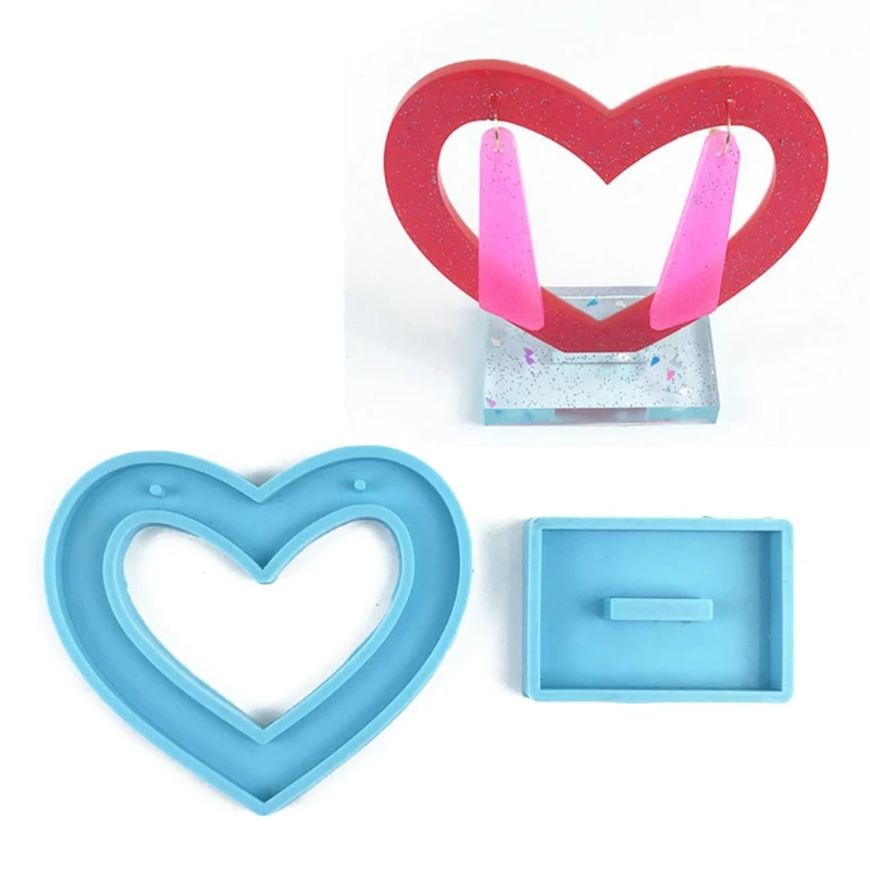

Love Heart Earrings Display Stand Epoxy Resin Mold Ear Dangles Showing Rack Silicone Mould DIY Crafts Jewelry Organizer
