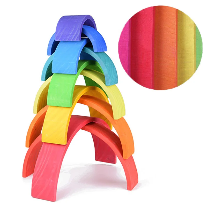 Деревянный Радужный штабелер деревянные радужные блоки штабелируемые игрушки