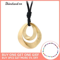 shineland trendy pendant long necklaces for women 80cm pu leather chain geometric collares mujer punk fashion jewelry gift 2021