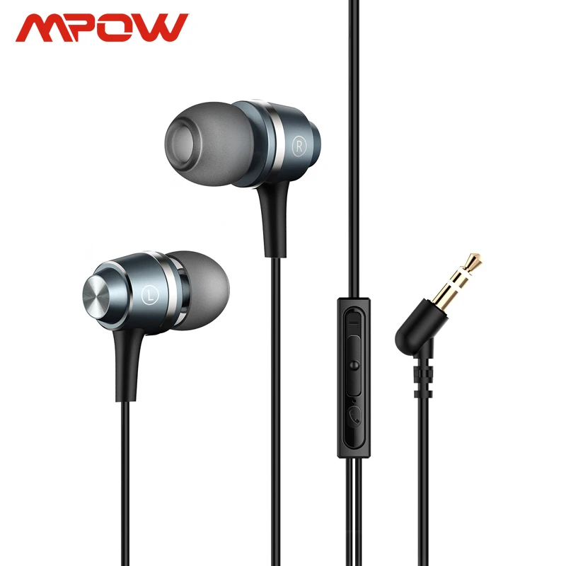 Оригинальные наушники Mpow PA026, наушники-вкладыши, гарнитура, 3,5 мм разъем, шумоподавление, встроенный микрофон, спортивные наушники для iPhone, android