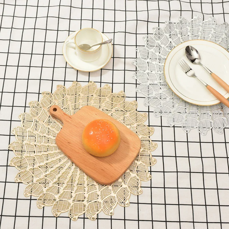 PVC Hollow Placemat Conch Pattern Gold Stamping Household Table Decoration | Дом и сад